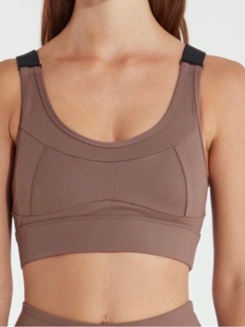 Varley Brown Scoop-Neck Support Sports Bra